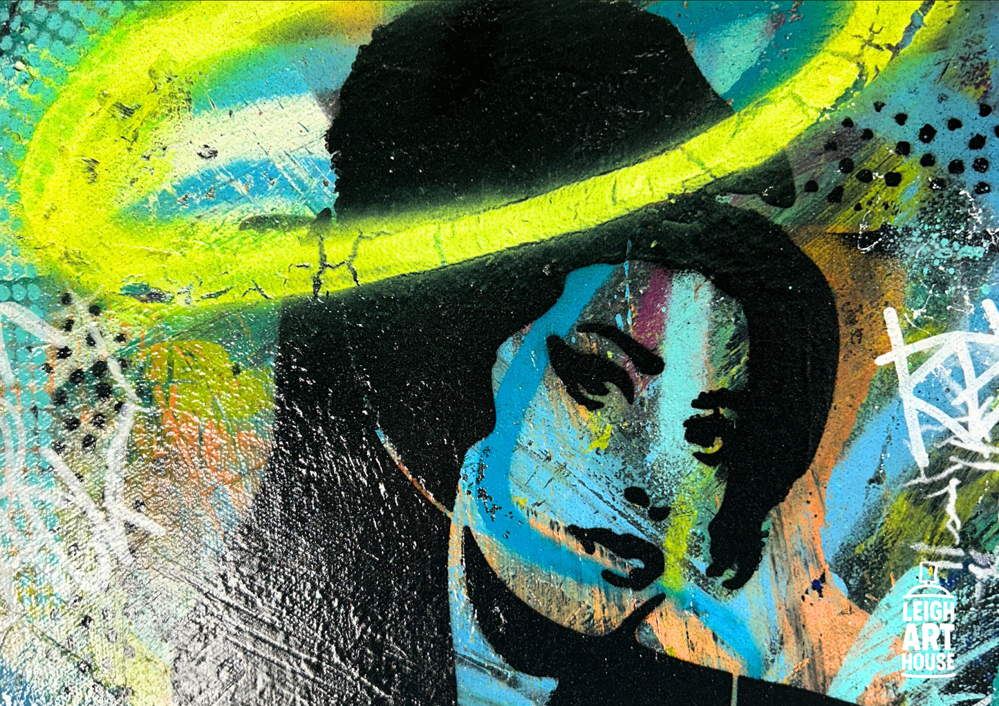 Amy In Neon Spray Painted Canvas 50x40cm