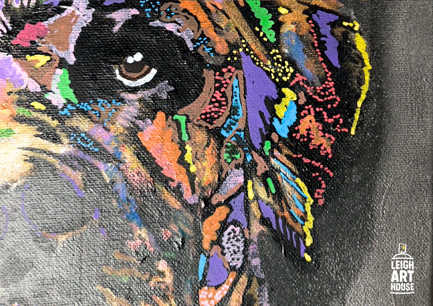 Colourful Dog Spray Painted Canvas 36cm x 28cm