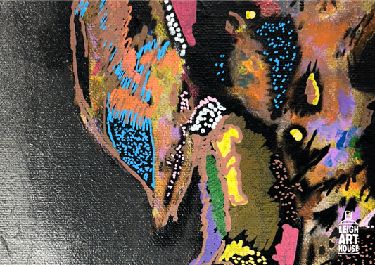 Colourful Dog Canvas - S.Brown 36cm x 28cm