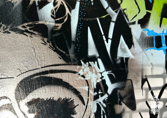 Vintage Lady Spray Painted Canvas 56x46cm