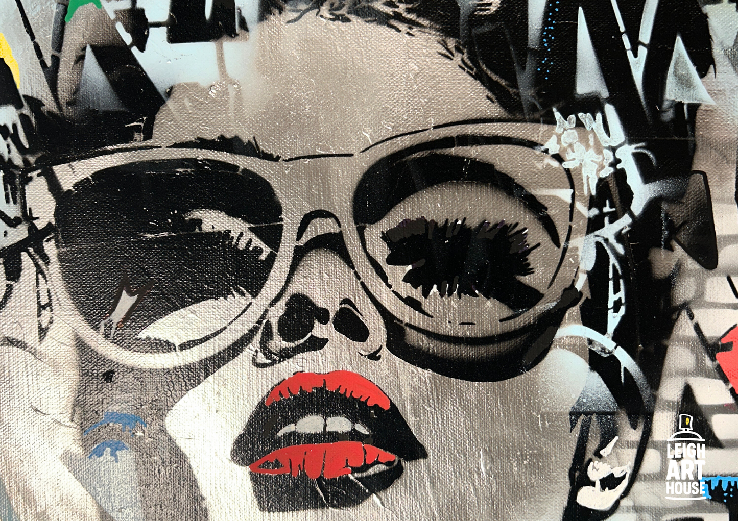 Vintage Lady Spray Painted Canvas 56x46cm