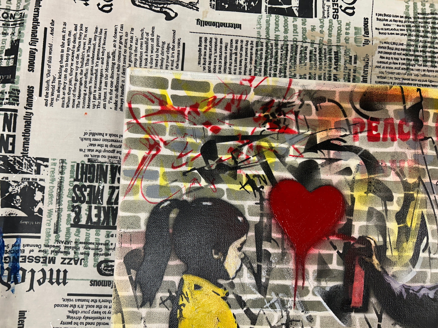 Banksy Style Spray Painted Canvas 60cm x 60cm
