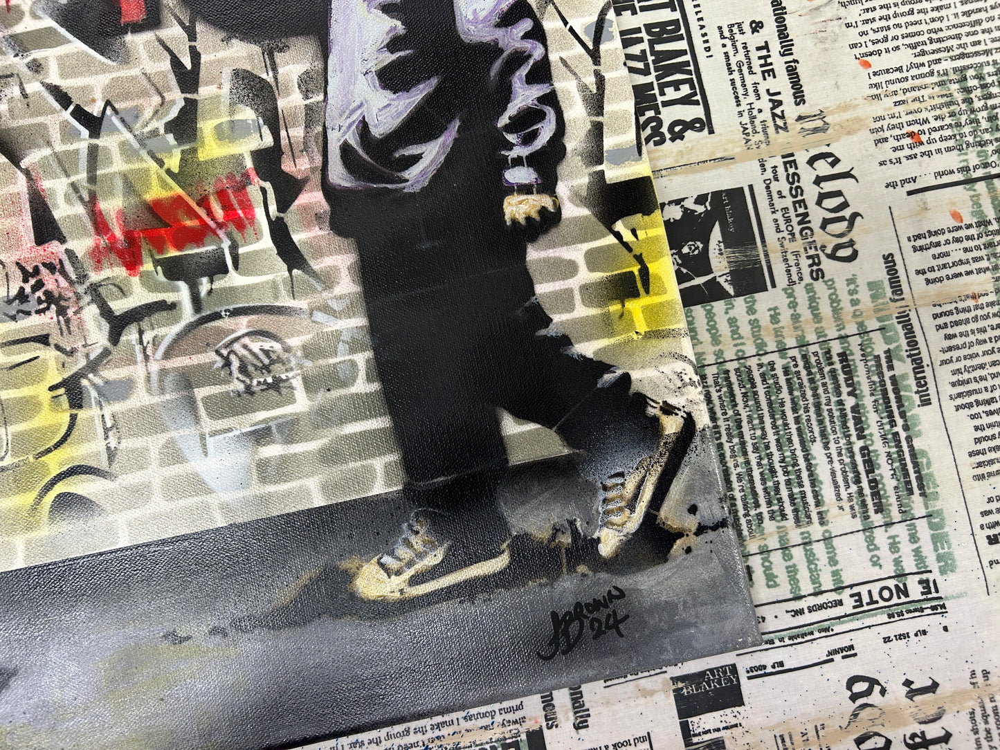 Banksy Style Spray Painted Canvas 60cm x 60cm