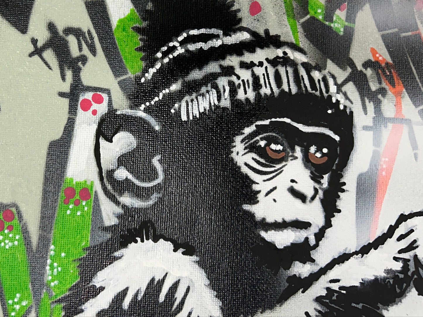 Monkey Gamer Spray Painted Canvas 40x30cm