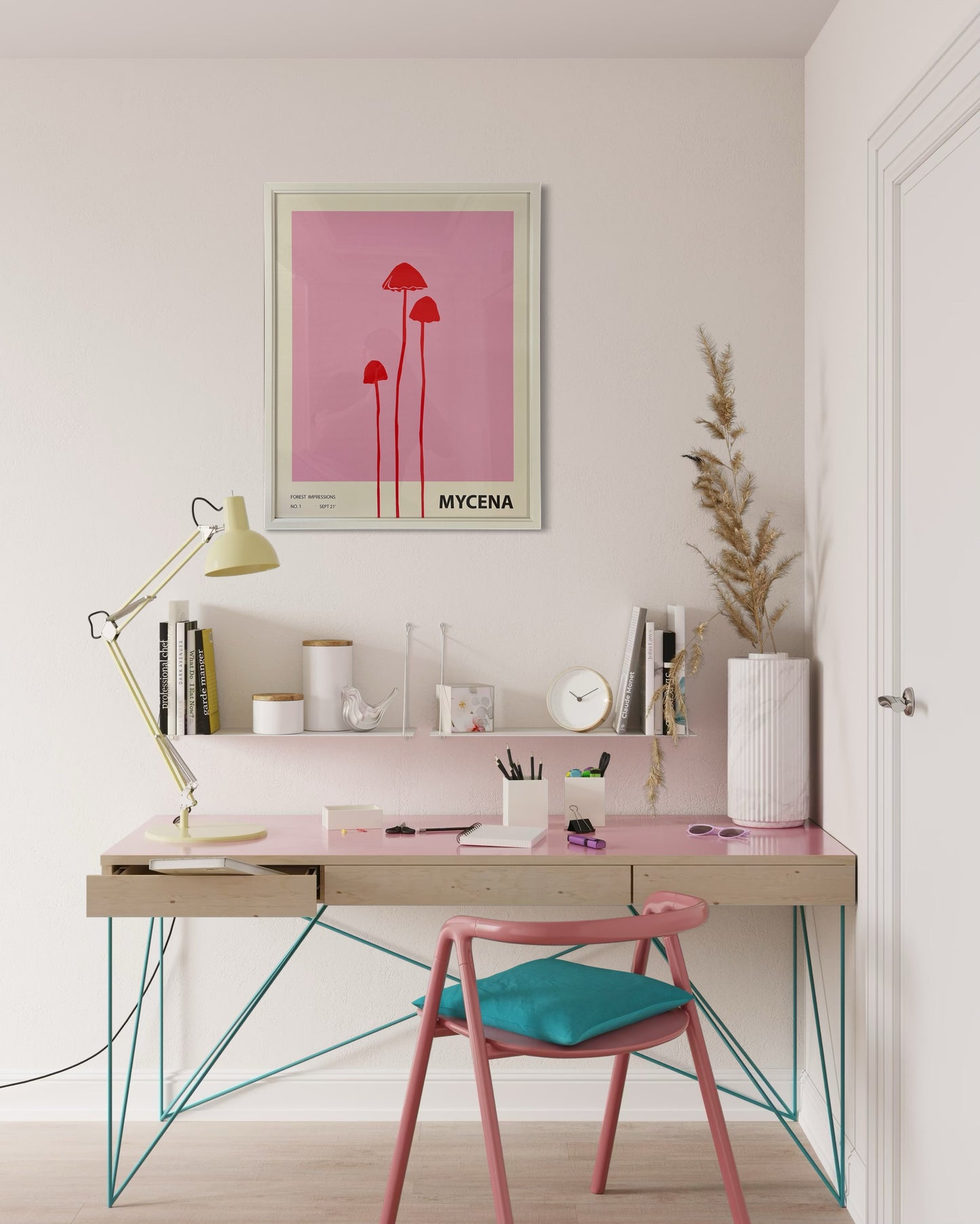 Mycena Mushroom Print (Framed)