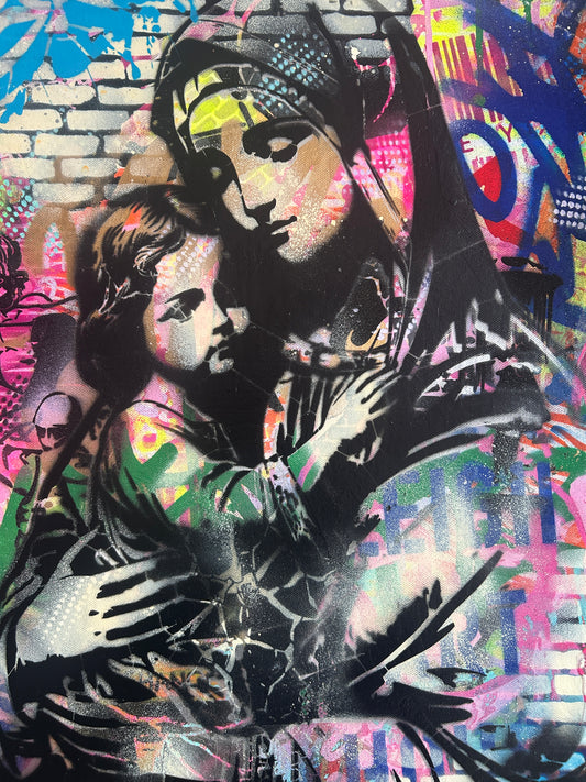 Graffiti Madonna & Child Street Art Canvas 60cmx40cm