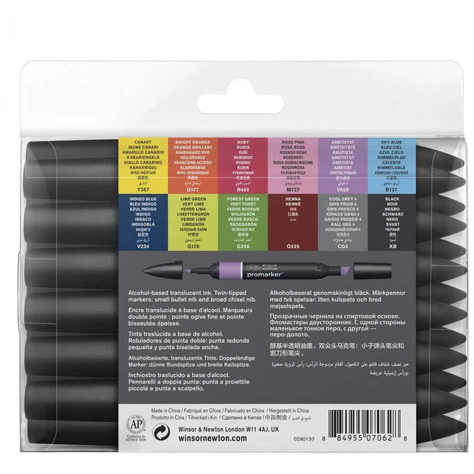 Winsor & Newton Promarkers Set 1 (12) Pack