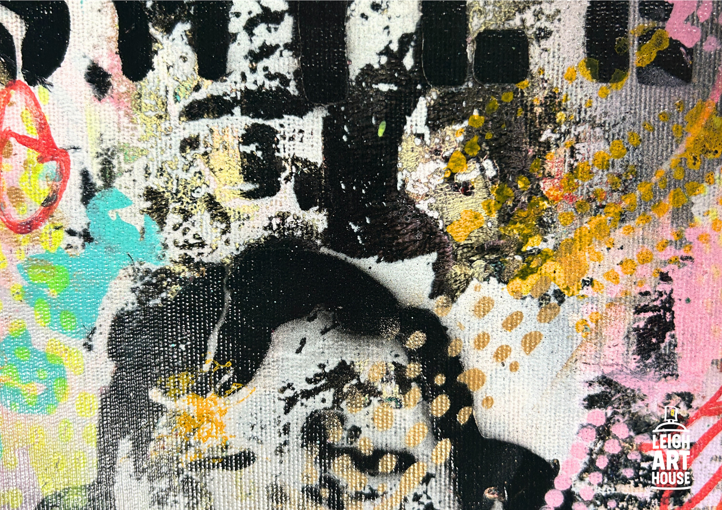 Vintage Smile Spray Painted Canvas 30x25cm