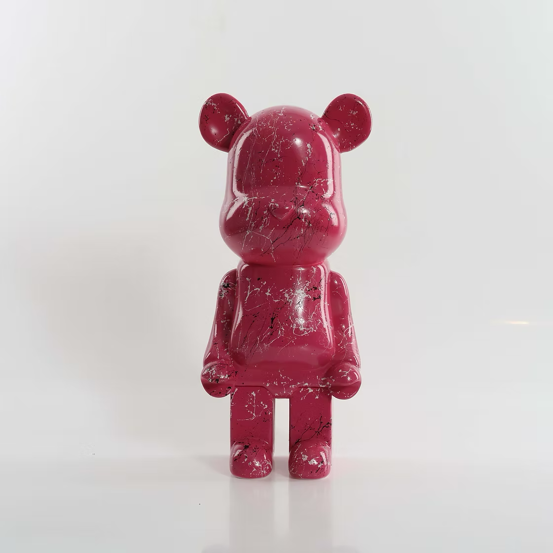 Berry Pink White & Black Marble Bear 28cm
