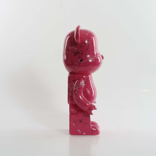 Berry Pink White & Black Marble Bear 28cm