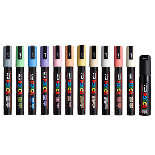 Uni-ball Posca Pastel Colour PC-5M | 7M Marker Pens 12 Pack