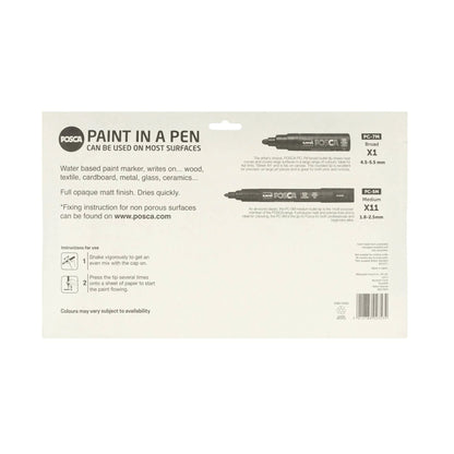 Uni-ball Posca Standard Colour PC-5M | 7M Marker Pens 12 Pack