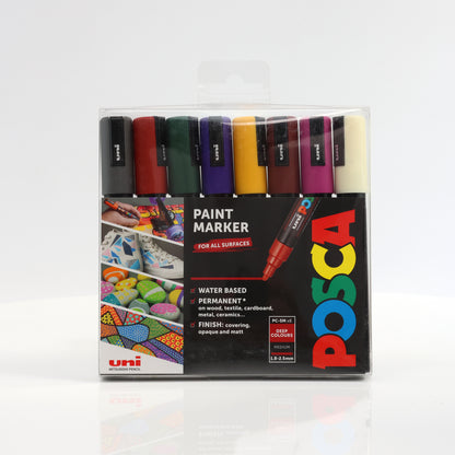 Uni-ball Deep Colour Posca PC-5M Marker Pens 8 Pack