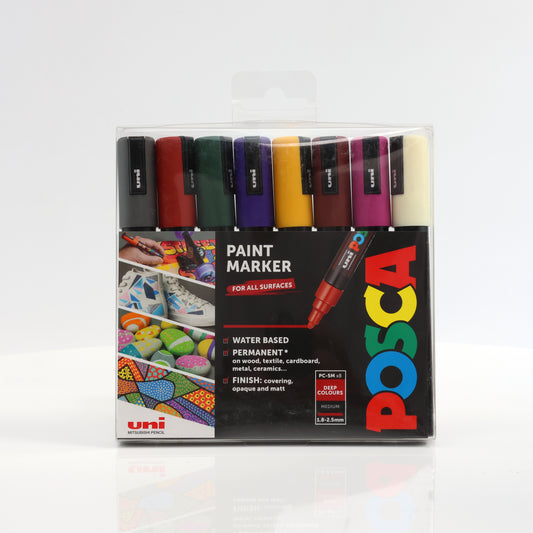 Uni-ball Deep Colour Posca PC-5M Marker Pens 8 Pack