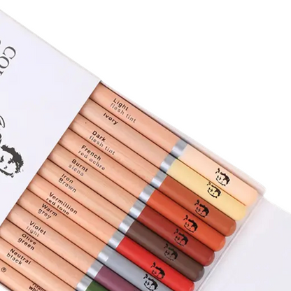 2pcs Wooden Matte Coloured Charcoal & Sketch Pencils Set