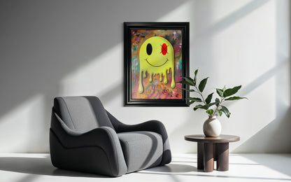Acid Smiley (Framed) 73cm x 58cm - Luke Byrant