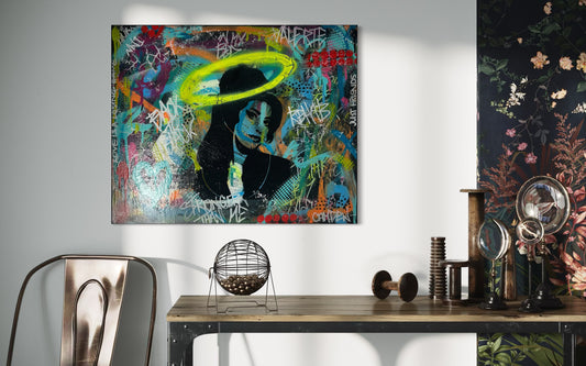 Amy In Neon Spray Painted Canvas 50x40cm