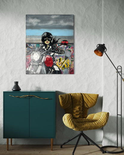 Biker Girl  Canvas - S.Brown 60cm x 60cm