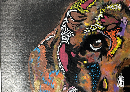 Colourful Dog Canvas - S.Brown 36cm x 28cm