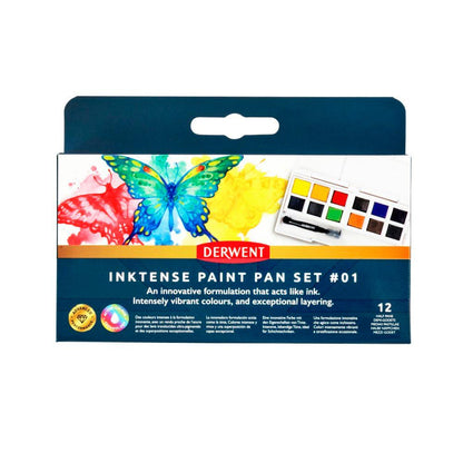 Derwent Inktense Paint Pan Travel Set – 12 Colours (Palette #01)