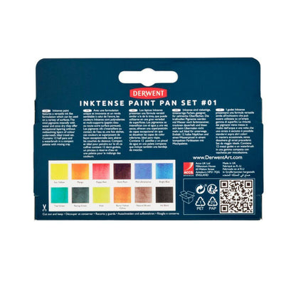 Derwent Inktense Paint Pan Travel Set – 12 Colours (Palette #01)