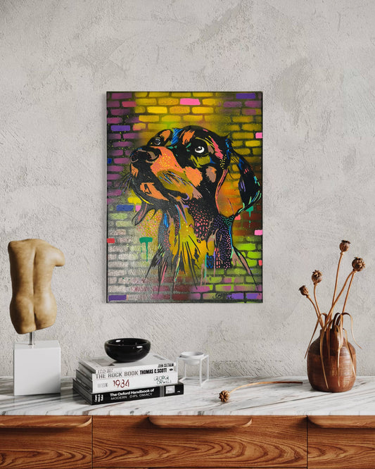 Dog Spray Painted Canvas 40x30cm