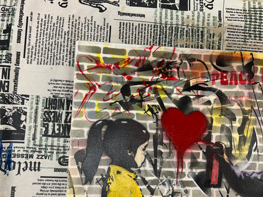 Banksy Style Spray Painted Canvas 60cm x 60cm