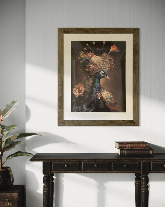 Floral Peacock" Art Print (Framed)