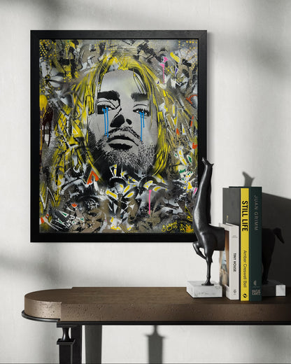 Kurt Cobain Framed Canvas - S.Brown