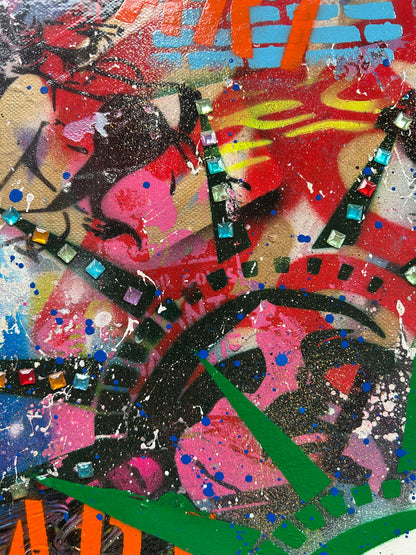 Graffiti Liberty Street Art Canvas