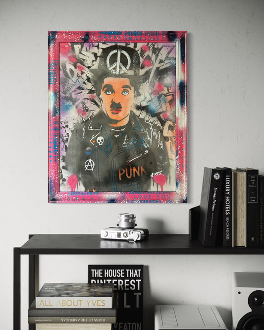 Punk Charlie Street Art Portrait (Framed)