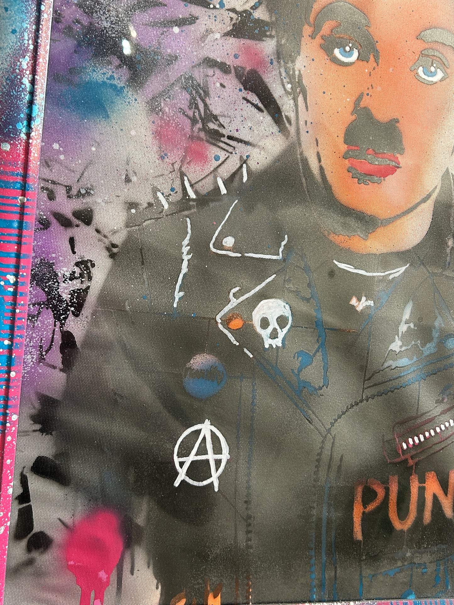 Punk Charlie Street Art Portrait (Framed) 47cm x 57cm