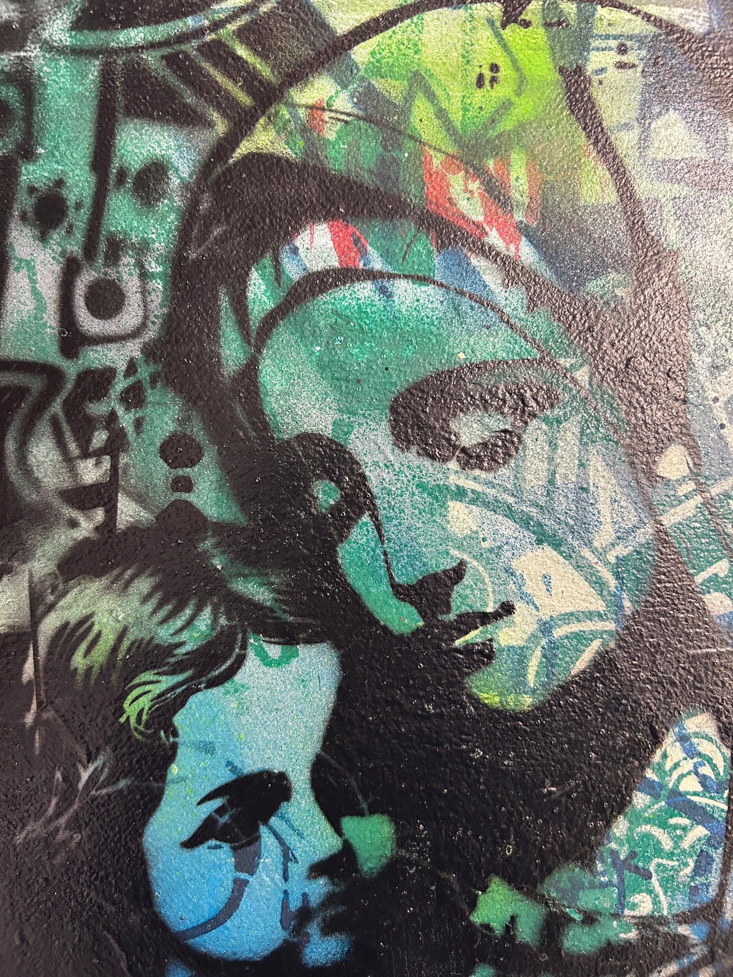 Blue Graffiti Madonna & Child Canvas 36cm x 28cm