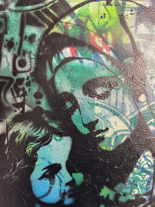 Blue Graffiti Madonna & Child Canvas 36cm x 28cm