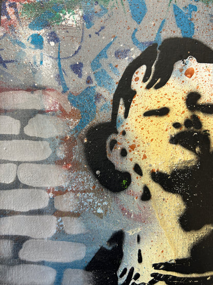 Smile Graffiti Stencil Canvas - S.Brown 30cm x 25cm