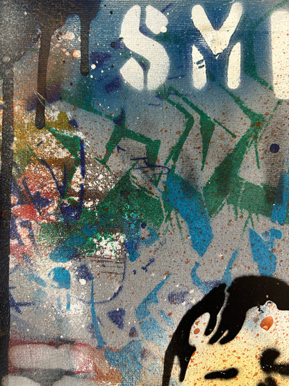 Smile Graffiti Stencil Canvas - S.Brown 30cm x 25cm