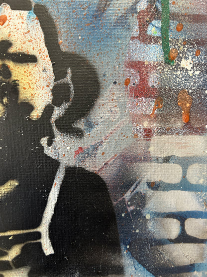 Smile Graffiti Stencil Canvas - S.Brown 30cm x 25cm