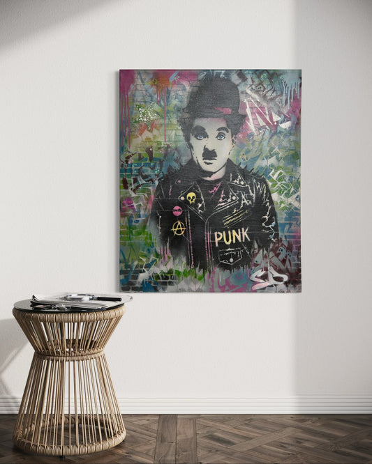 Graffiti Charile Chaplin Canvas - S.Brown