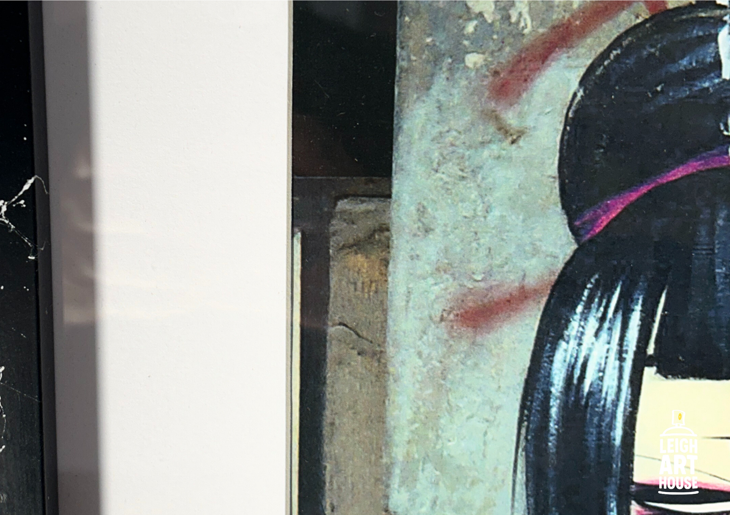 Miss Van Street Art Girl in Blue Dress (Framed) 50cm x 40cm