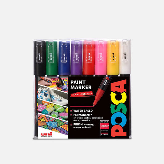 Uni-ball Standard Posca PC-1M Marker Pens 8 Pack