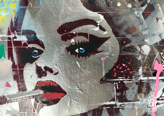 Rockstar Girl Spray Painted Canvas 36x28cm
