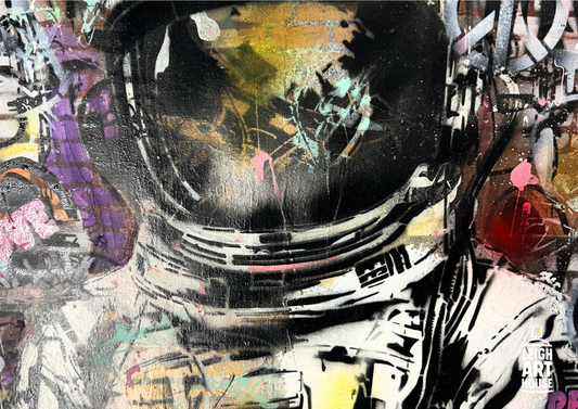 Spaceman Spray Painted Canvas 60x50cm