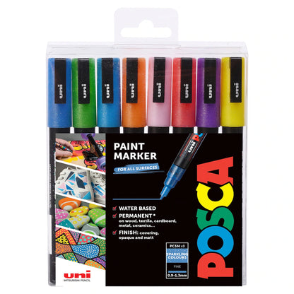 Posca PC-3M Paint Marker Assorted Sparkling Colours - 8 Pack