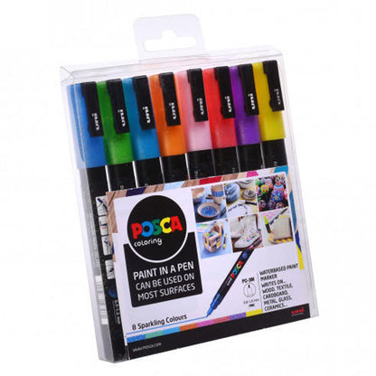 Posca PC-3M Paint Marker Assorted Sparkling Colours - 8 Pack