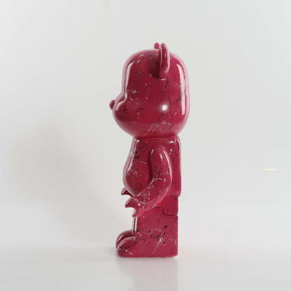 Berry Pink White & Black Marble Bear 28cm