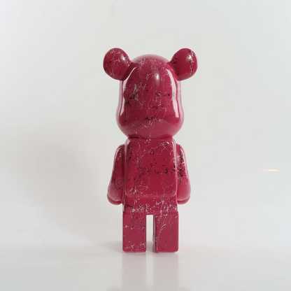 Berry Pink White & Black Marble Bear 28cm