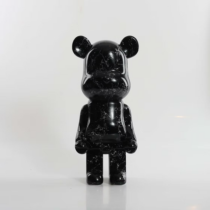 Black & Silver Marble Bear 28cm