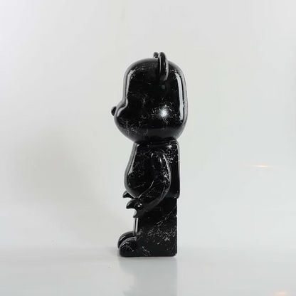 Black & Silver Marble Bear 28cm