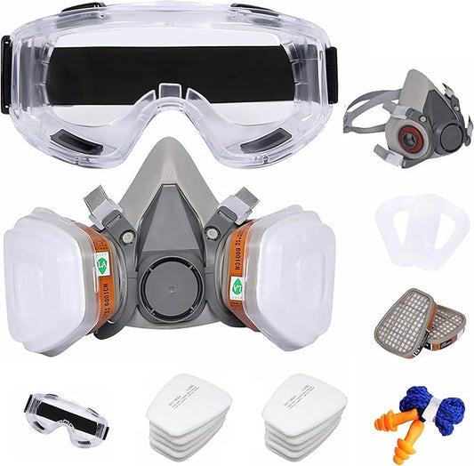 Reusable Respirator Mask Safety Goggles & Filters Set