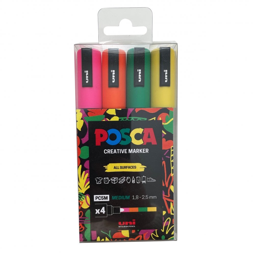 Uni-ball Posca PC-5M Colour Block Marker Pens 4 Pack